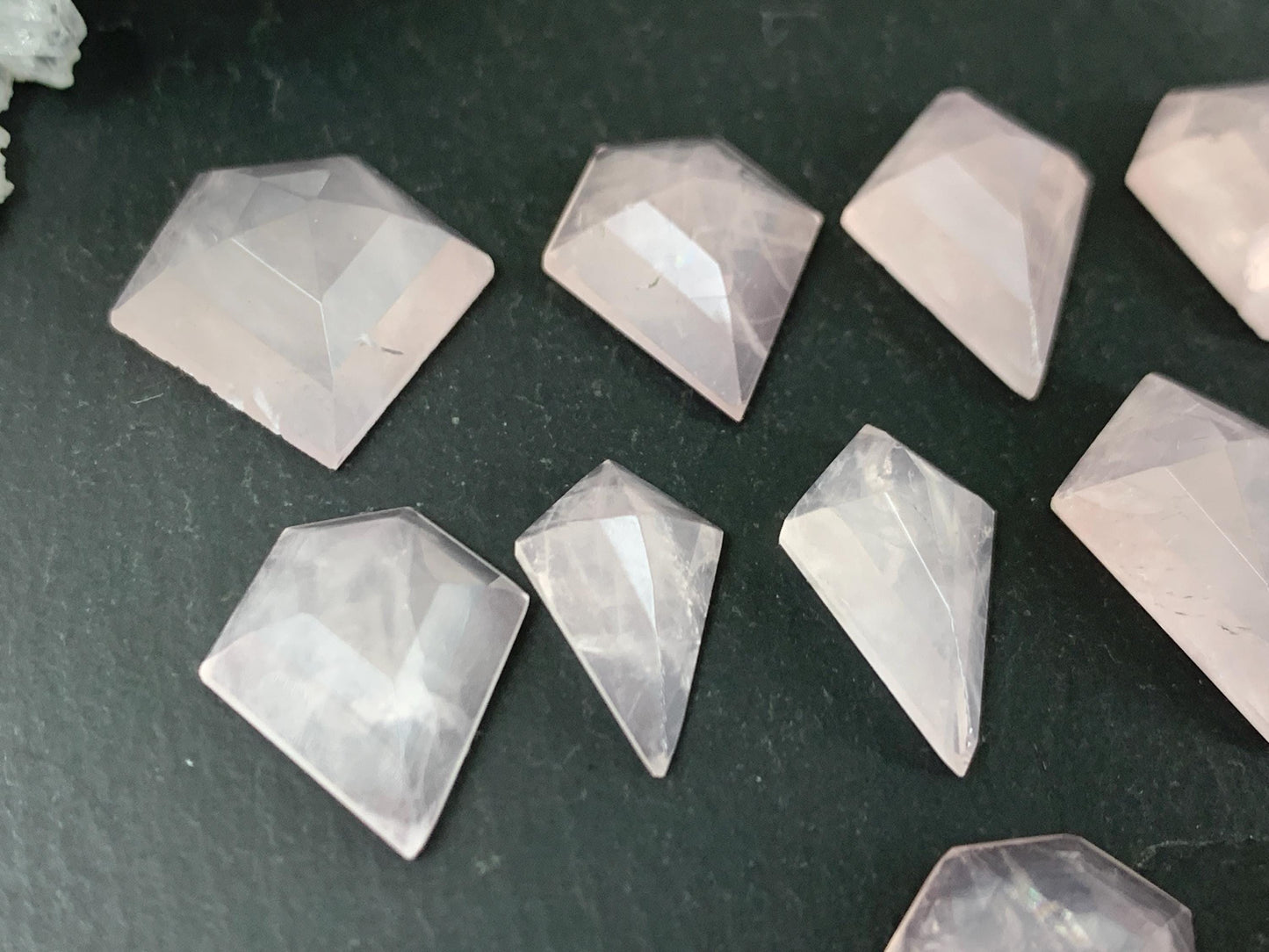 Faceted Rose Quartz  step cut cabochon.