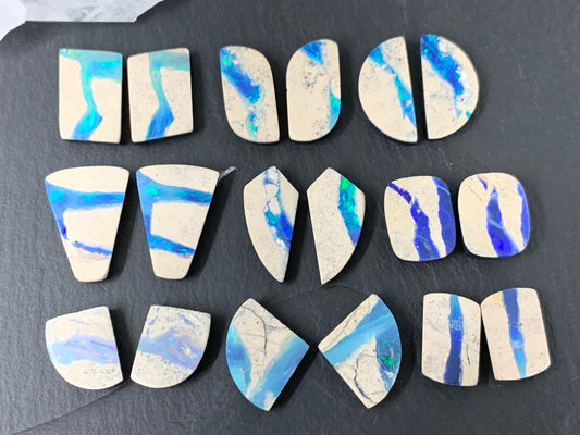 Australian Opal doublet pair 14-21mm long cabochon