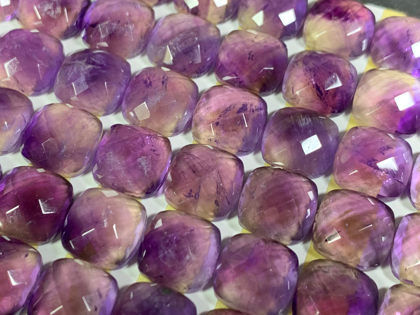 Faceted Amethyst square cushion 10mm cabochon - Calibrated cabochons