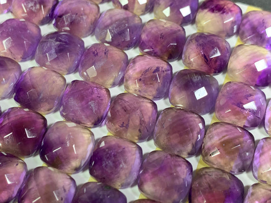 Faceted Amethyst square cushion 10mm cabochon - Calibrated cabochons