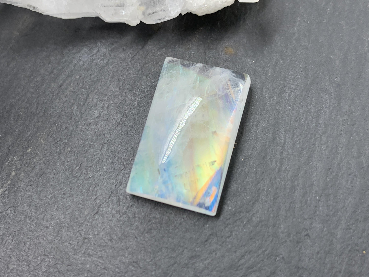 Rainbow Moonstone rectangle 19x12x5mm cabochon