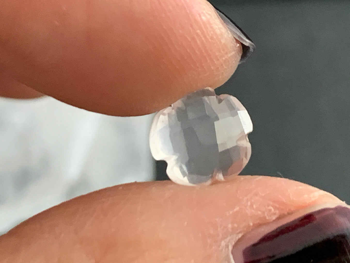 Faceted Rose Quartz flower 8mm - not cabochon