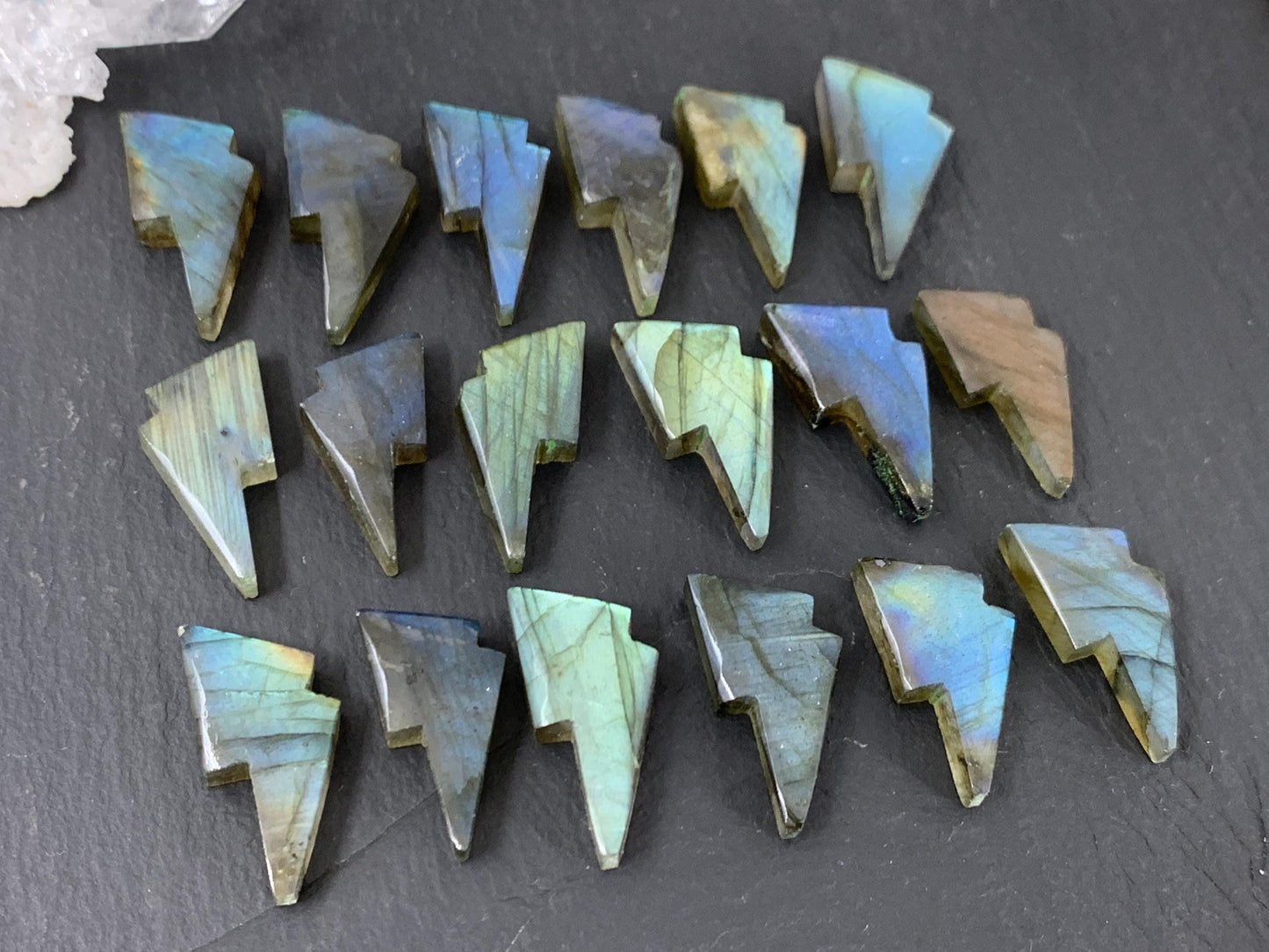 Labradorite lightning bolt 12x19mm cabochon