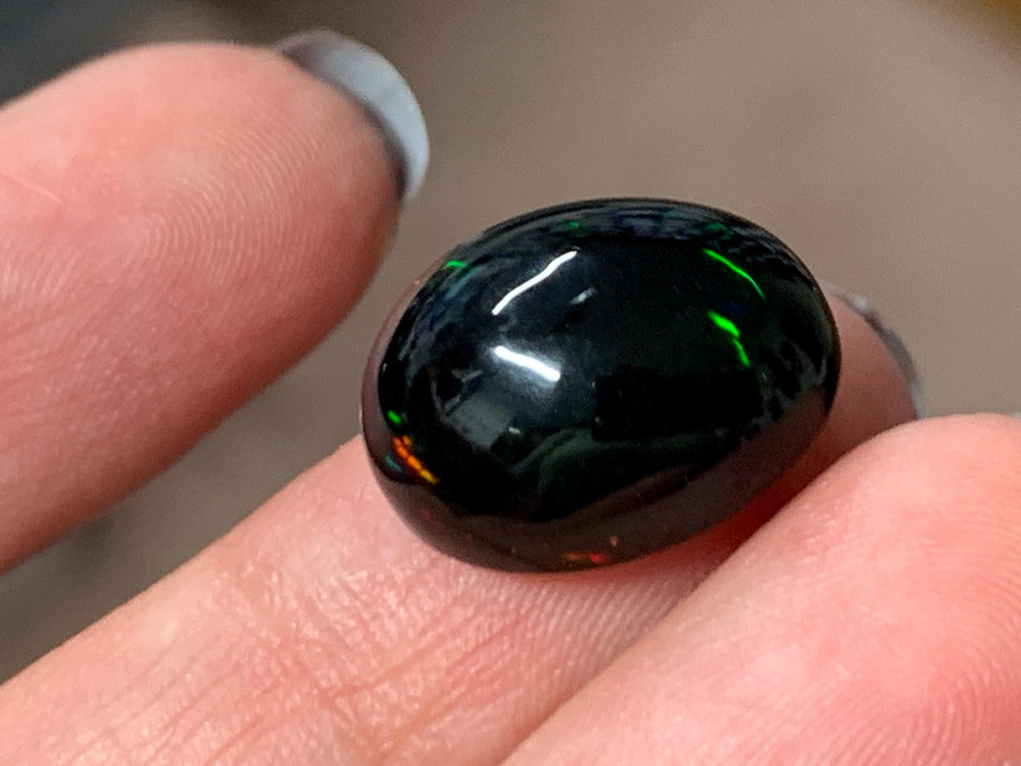 Natural Ethiopian Black Opal 13x16x5mm cabochon