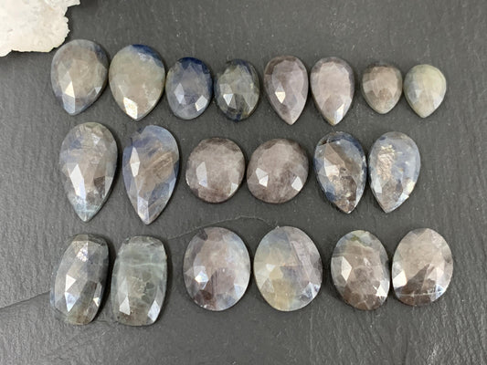 Faceted Star Sapphire pair 12-20mm long cabochon - Sapphire pairs