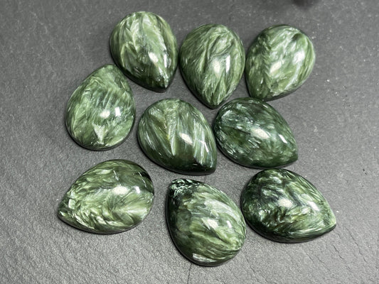 Seraphinite pear 15x20mm cabochon - Calibrated cabochons