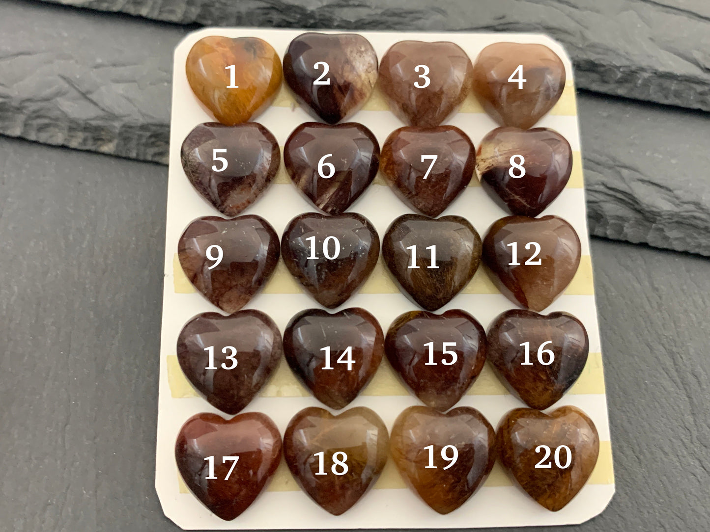 Rutilated Quartz heart 15mm cabochon - Calibrated cabochons