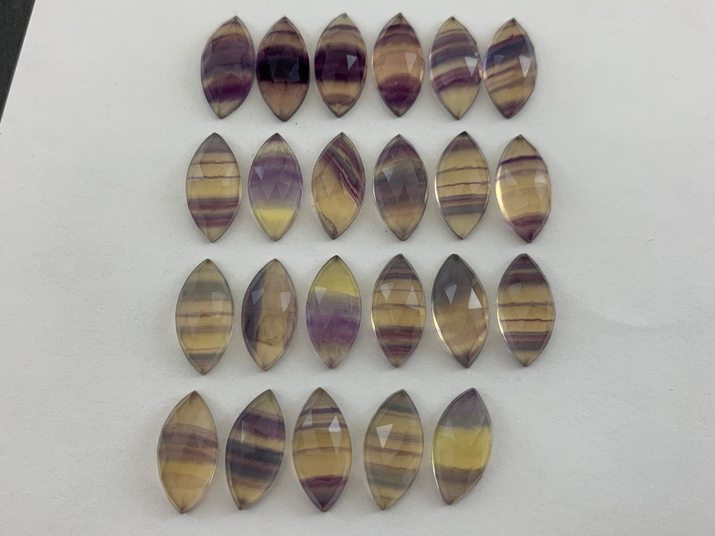 Faceted Fluorite marquise  8x15mm cabochon- Select your cabochon