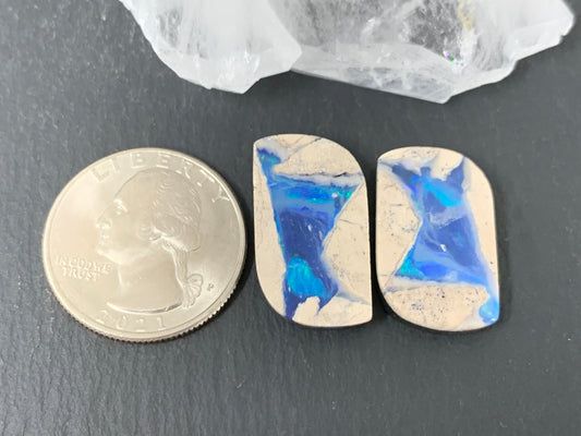 Australian Opal doublet 14x23x4mm pair of cabochons