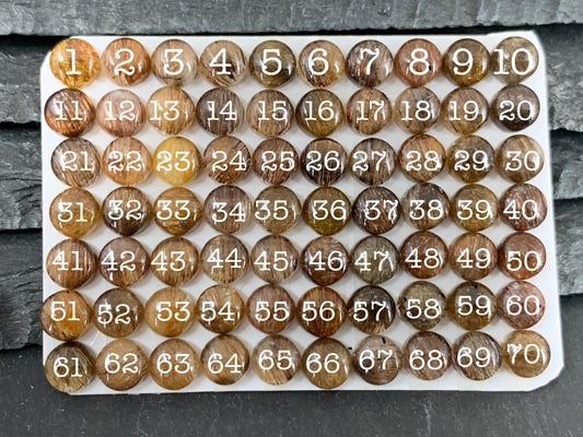 Copper Rutilated Quartz round 6mm cabochon - Calibrated cabochons
