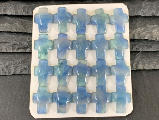 Green Fluorite cross 12x16mm cabochon - Calibrated cabochons