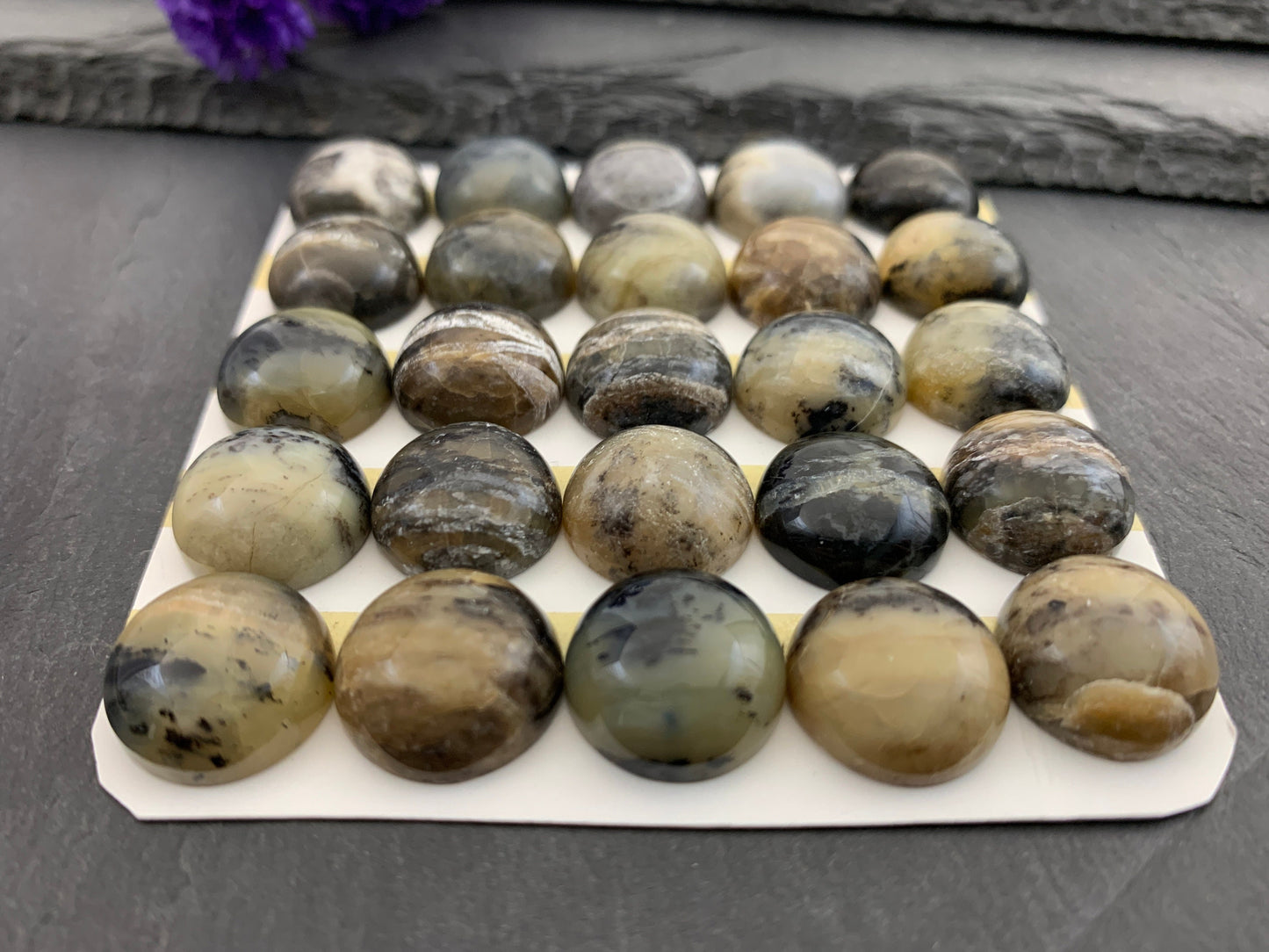 Golden Black Pietersite round 15mm cabochon - Calibrated cabochons  e