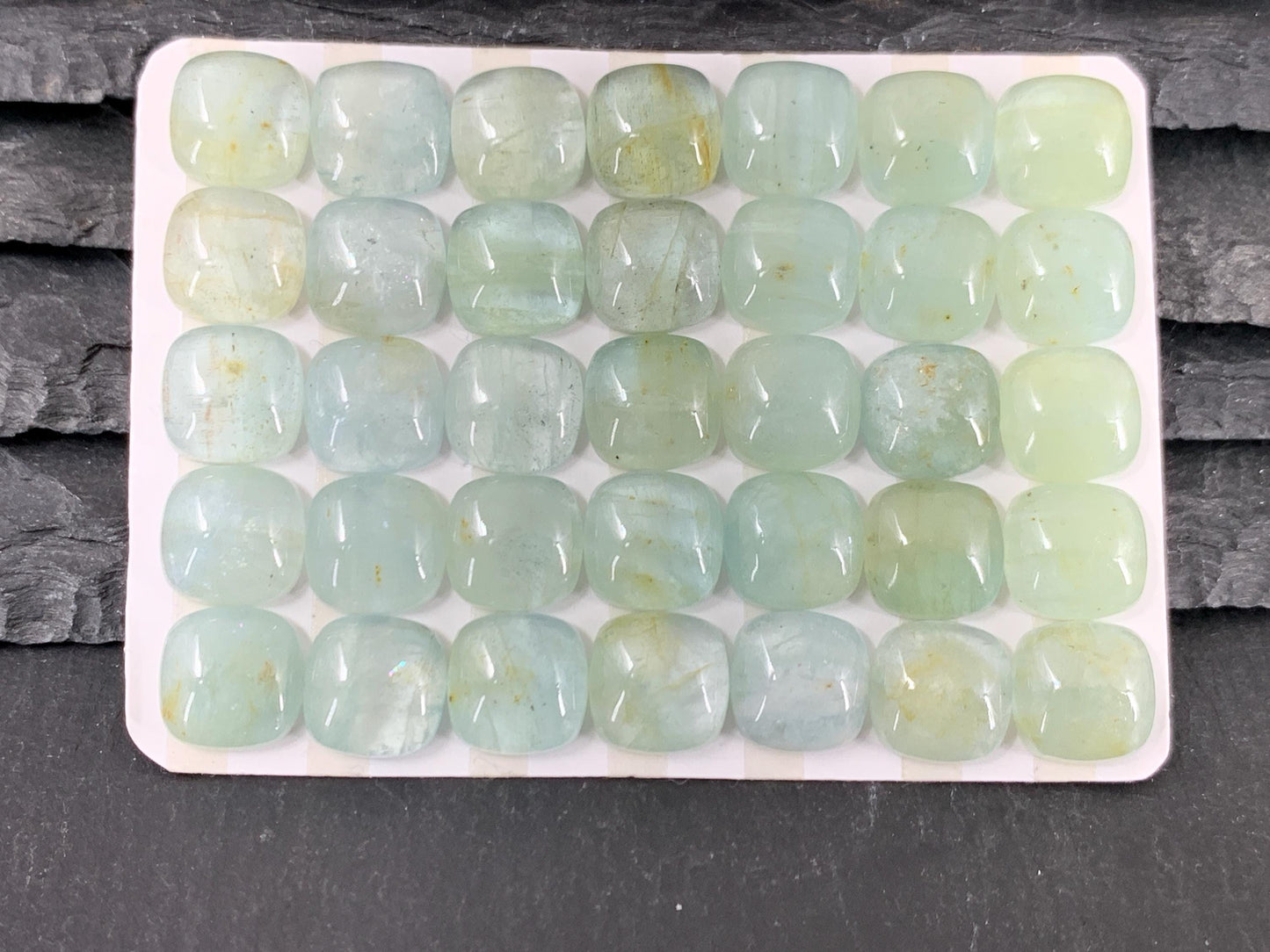 Aquamarine Square Cushion 10mm Cabochon – Natural Calibrated Gemstone