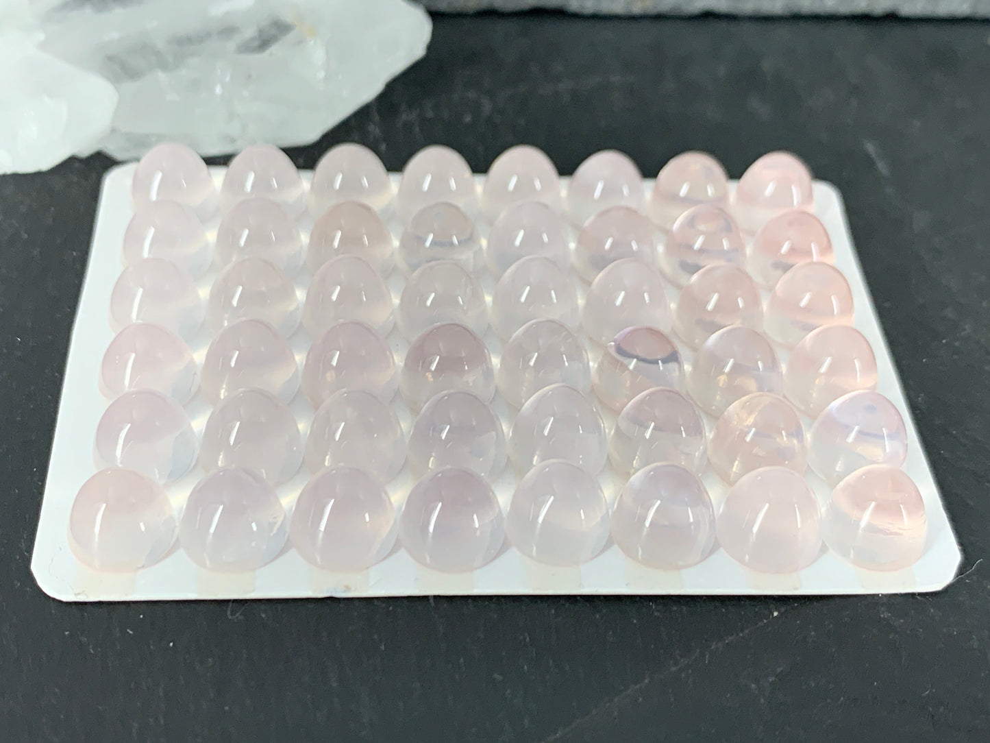 Rose Quartz bullet 8mm cabochon - Calibrated cabochons