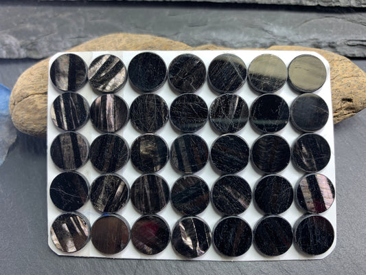 Flat Hypersthene round 10mm cabochon - Calibrated cabochons