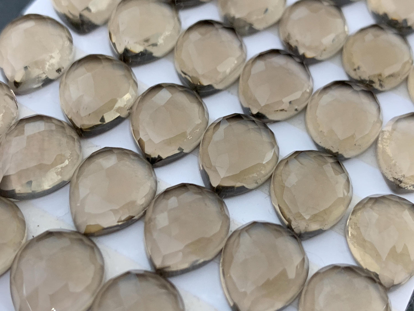 Faceted Smokey Quartz pear 10x12mm Cabochon - Calibrated cabochons