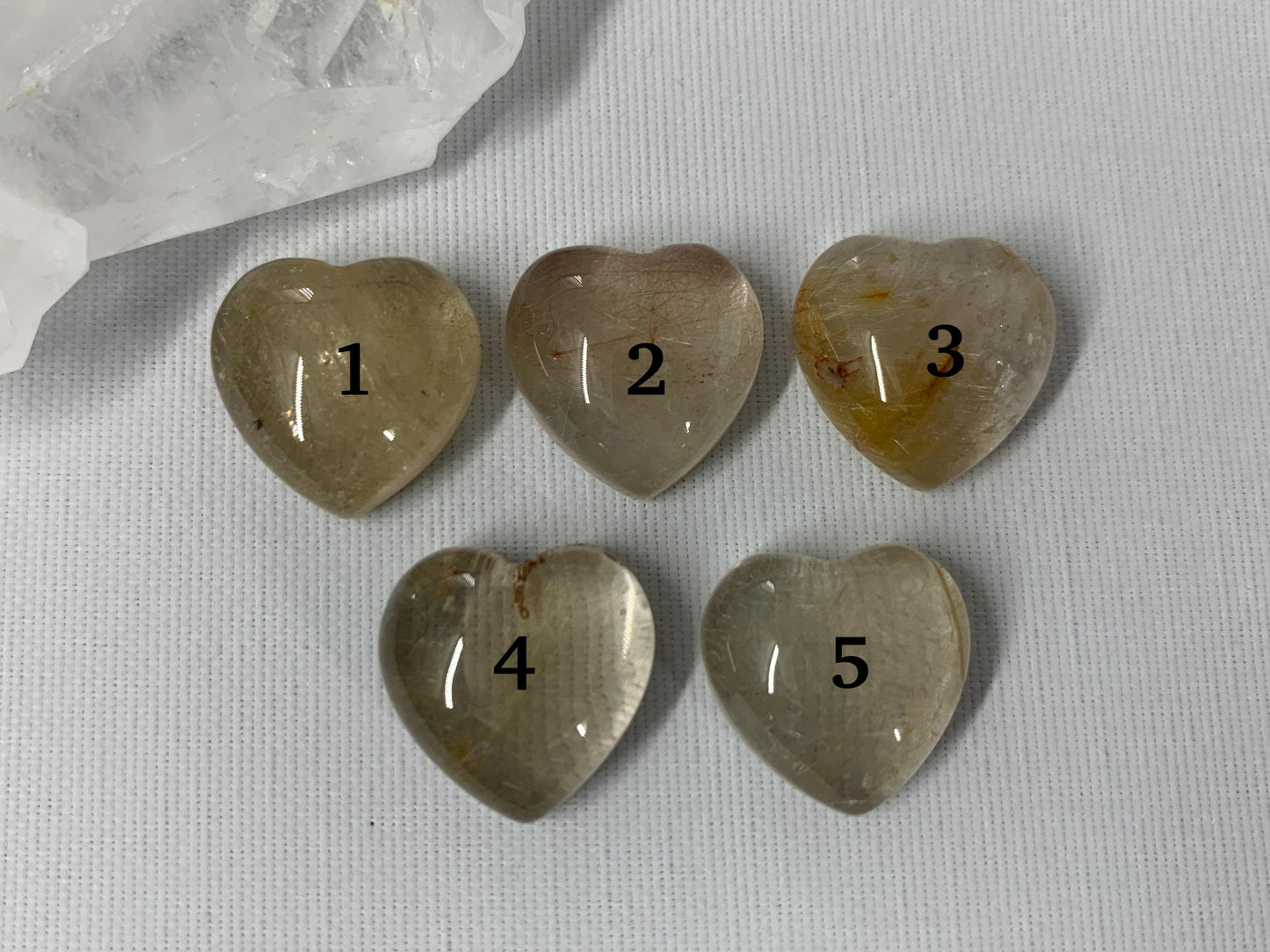 Rutilated Quartz heart 15mm cabochon - Calibrated cabochons