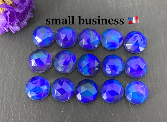 Faceted Aurora Opal round 10mm cabochon - Doublet cabochons