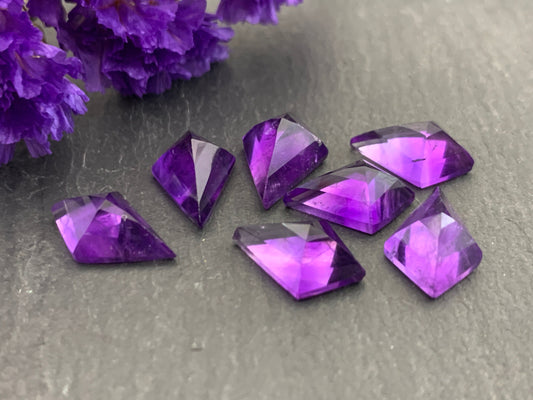 Faceted Amethyst Kite 8x12mm cabochon