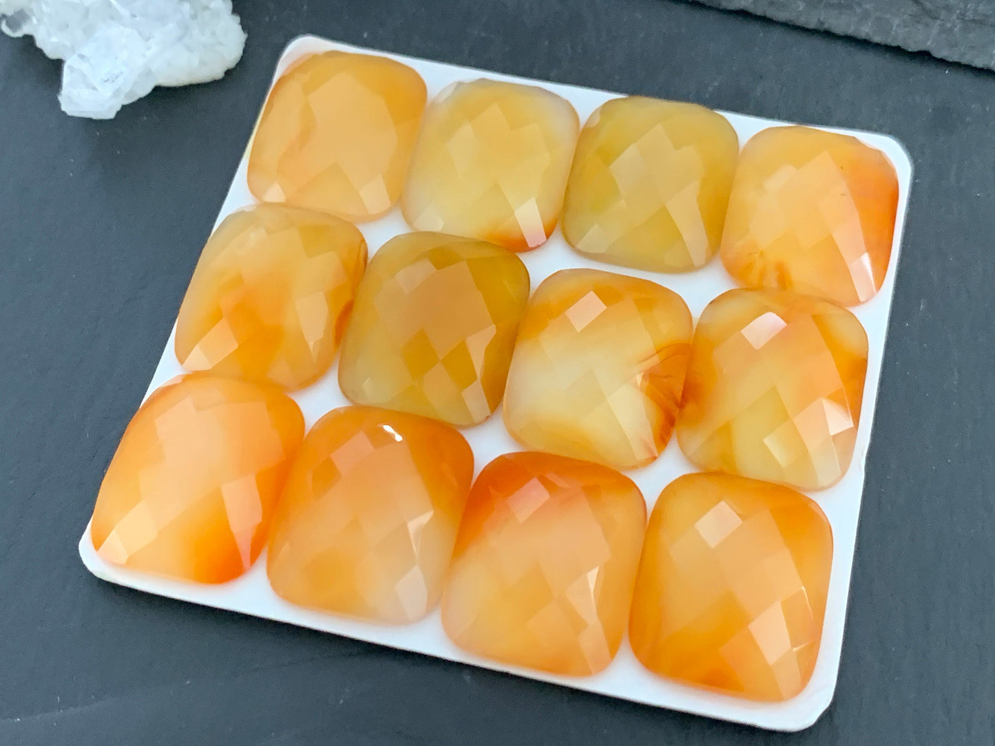 Faceted Carnelian 18x22mm Cabochon | Calibrated Carnelian
