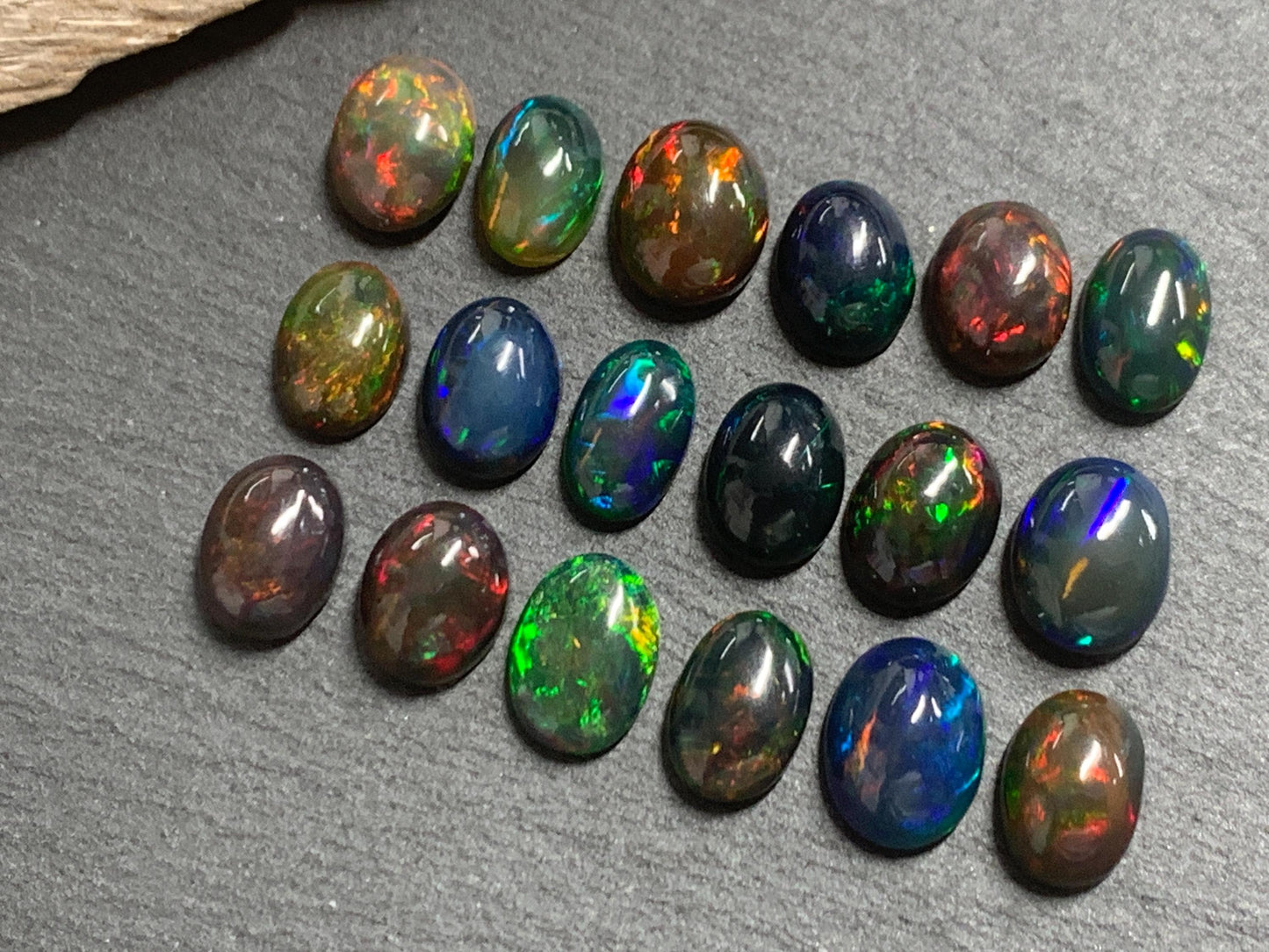 Natural Black Ethiopian Opal oval 10-11mm long Cabochon/ Select your cabochon