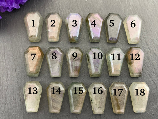 Natural Labradorite Coffin Cabochon: 10x16mm Gemstone