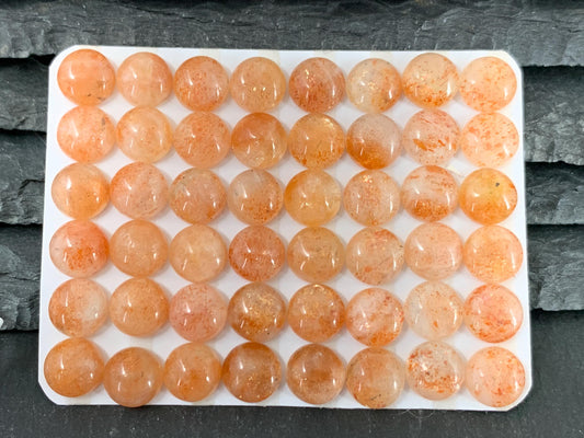 Sunstone round 8mm cabochon - Calibrated cabochons