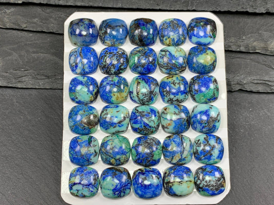 Azurite square cushion 12x12mm cabochon - Calibrated cabochons