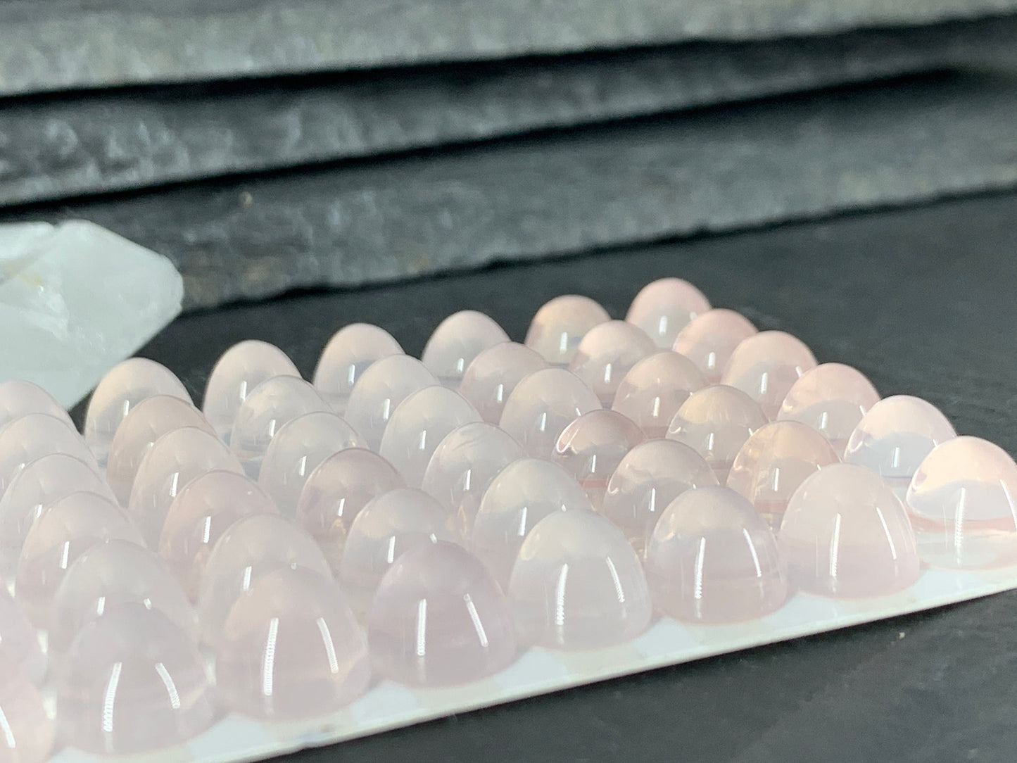 Rose Quartz bullet 8mm cabochon - Calibrated cabochons