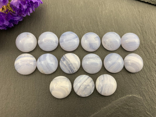 Blue Lace Agate round 12mm cabochon - Calibrated cabochons