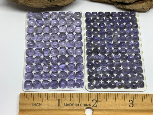 Iolite square cushion 5mm, 6mm cabochon - Calibrated cabochons
