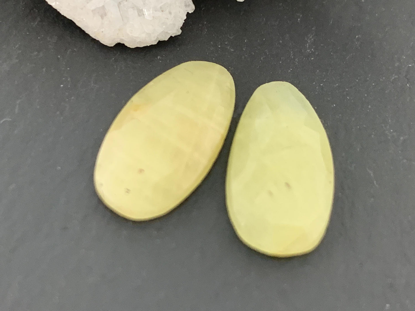 Faceted Yellow Sapphire pair 8x16x3mm cabochon