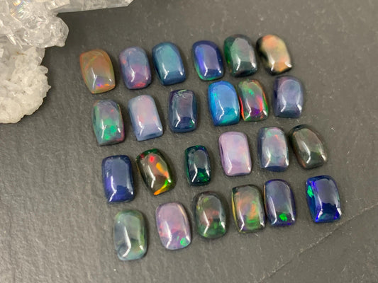 Black Ethiopian Opal rectangle 4x6mm cabochon
