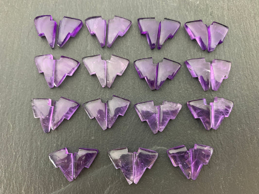 Amethyst lightning bolt pair 9x13mm cabochon