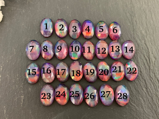 Faceted Aurora Opal oval 8x12mm cabochon - Doublet cabochon
