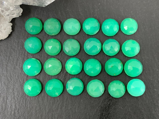 Faceted Chrysoprase round 6mm cabochon