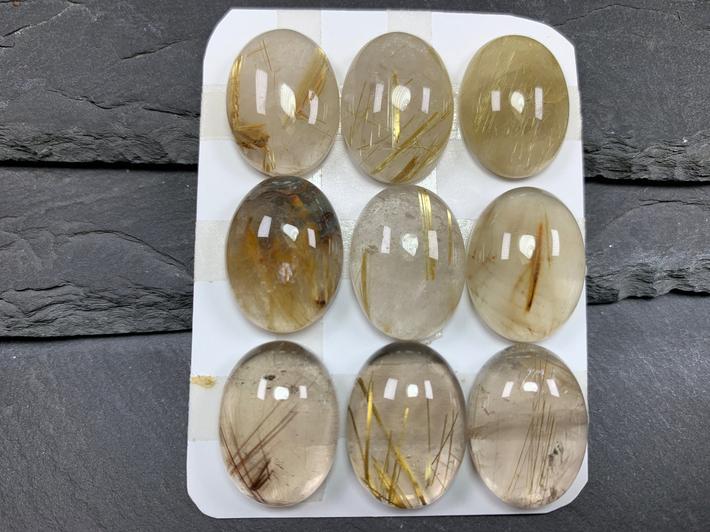Gold Rutilated Quartz oval 15x20mm cabochon - Calibrated cabochons