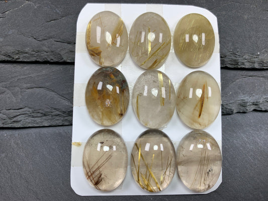 Gold Rutilated Quartz oval 15x20mm cabochon - Calibrated cabochons