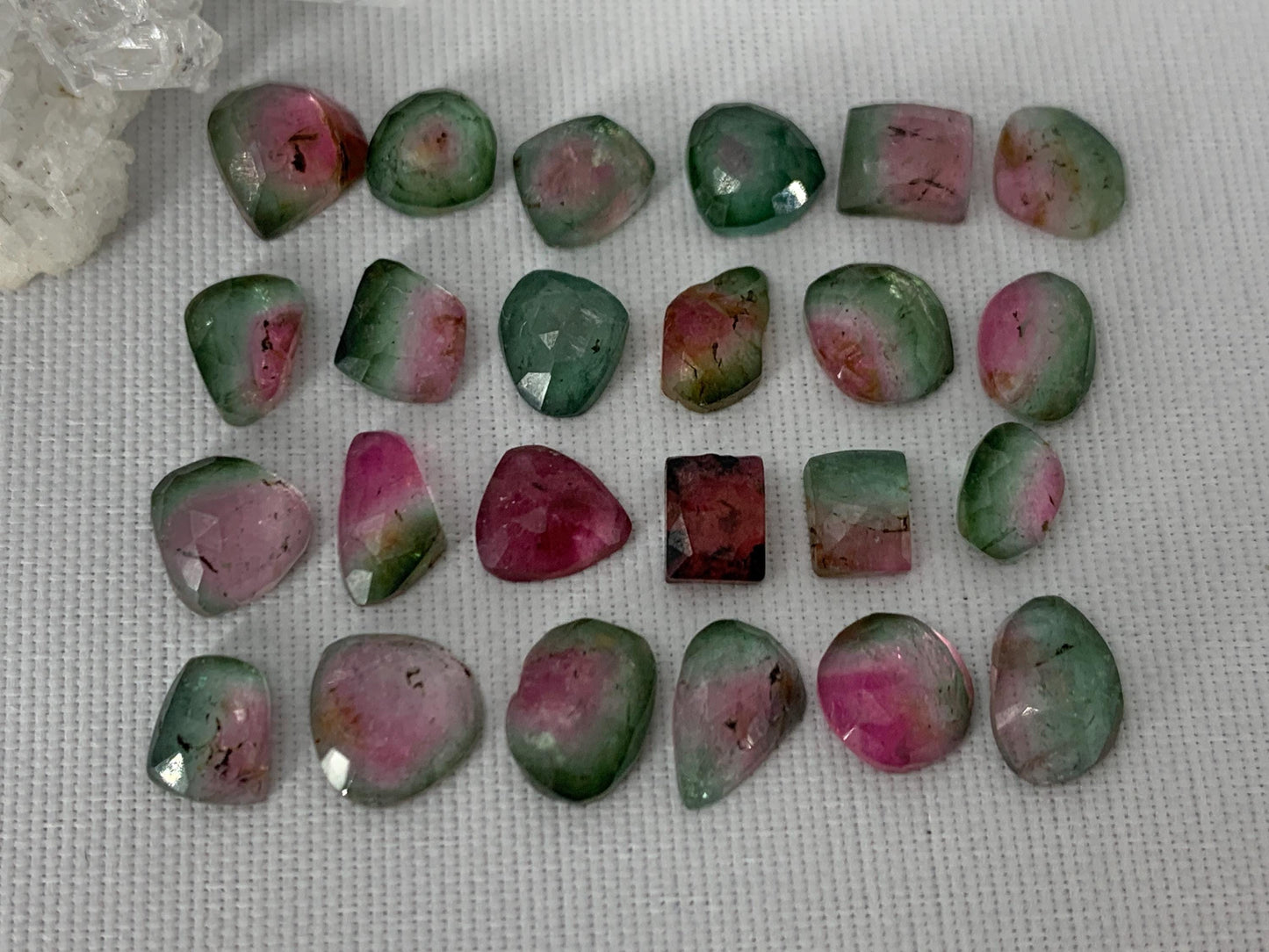 Faceted Watermelon Tourmaline 5-8mm long cabochon- Second quality cabochons