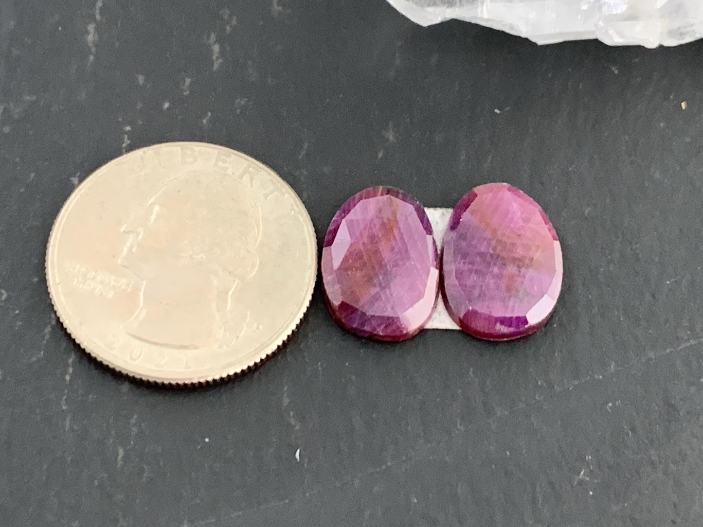 Faceted Ruby pair 10x15x3mm cabochon.