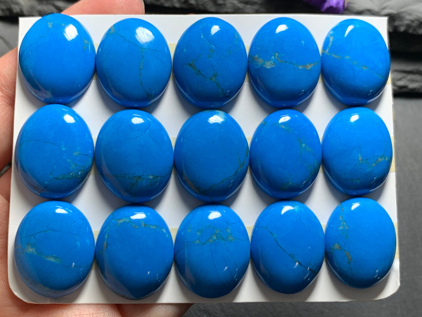 Blue Howlite cabochons 18x22mm - Calibrated cabochons