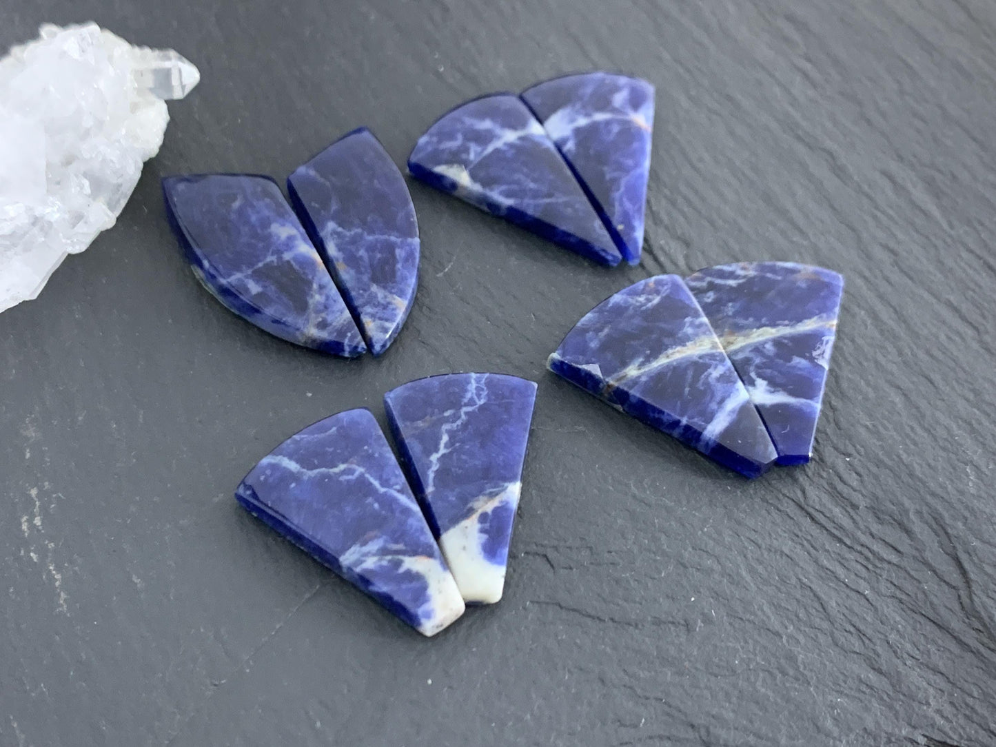 Natural Sodalite pair 22-28mm long cabochon