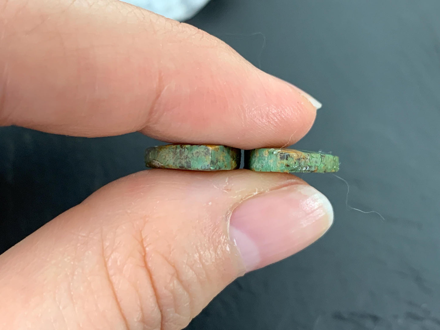 Tibetan Turquoise Pair 12x16mm Cabochon - Hand Cut Cabochon
