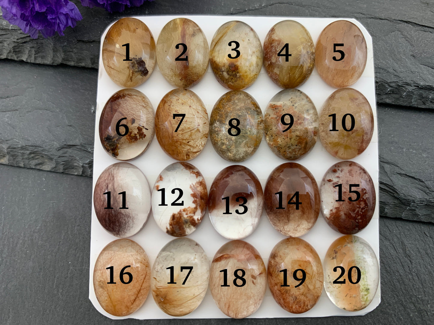 Rutilated Quartz oval 12x16mm cabochon - Calibrated cabochons