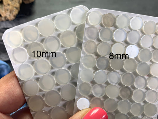Flat White Moonstone round 8mm & 10mm cabochon - Calibrated cabochon