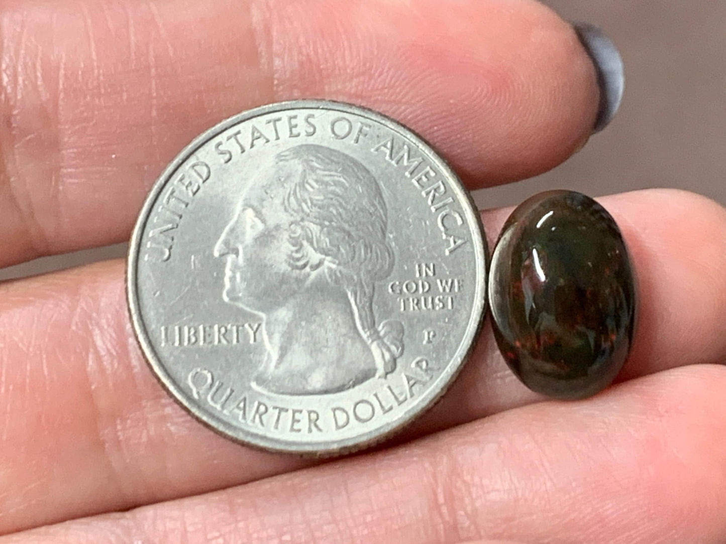 Natural Ethiopian Black Opal 10x14x6mm cabochon