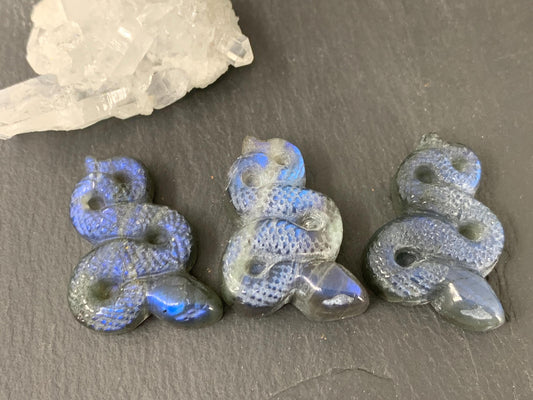 Labradorite Snake Carving - Flat Back Snake carving