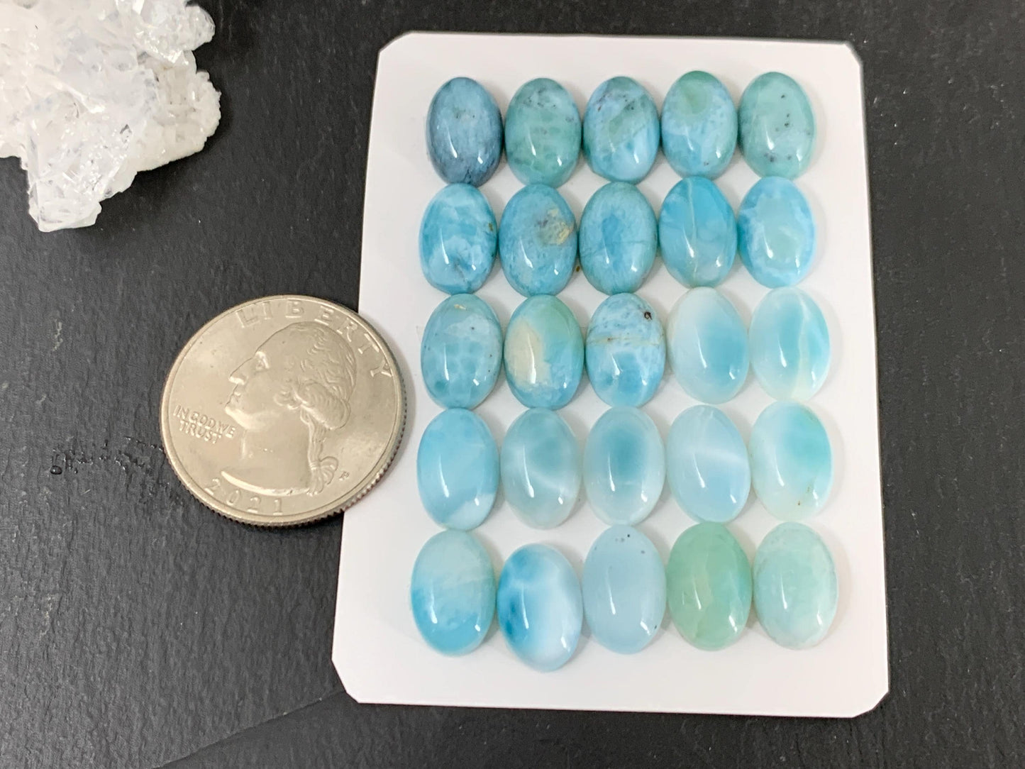 Larimar oval 10x12mm long cabochon - Calibrated cabochons