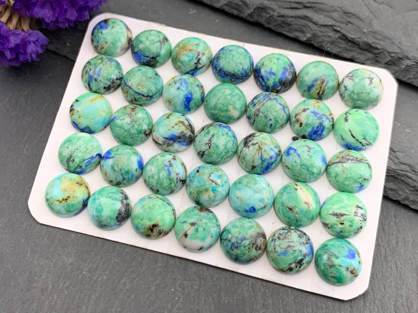 Azurite round 10mm cabochon - Calibrated Azurite