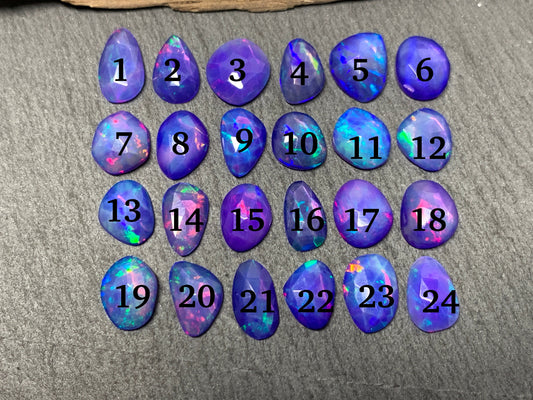 Faceted Purple Ethiopian Opal 9-11mm long cabochon